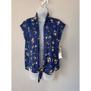 Crave Fame Almost Famous Womens Juniors Large Blue Floral Crop Lightweight Cover